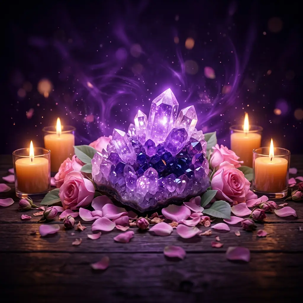 Spiritual Crystals and Flowers Accent